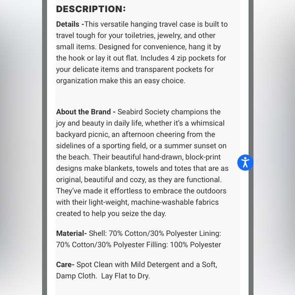 Seabird Society The Sunshine Daydream Hanging Toiletry Bag - Picture 8 of 9